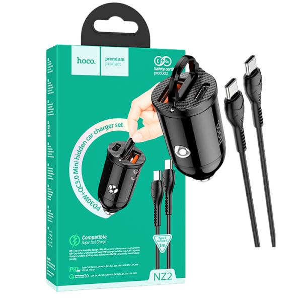 hoco. Auto punjač sa type C kabelom, PD + QC3.0, 2 x USB, 4.8 A