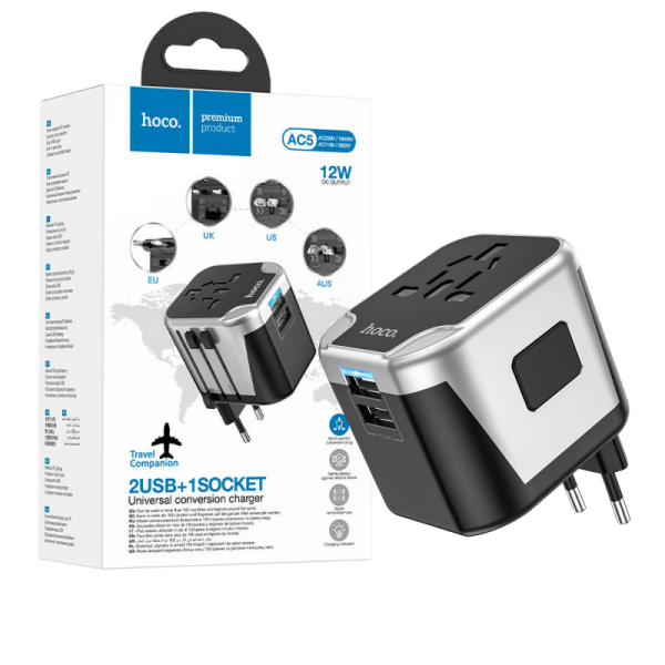hoco. Punjač kučni, univerzalni, EU/UK/US/AU, 2 x USB,2.4 A