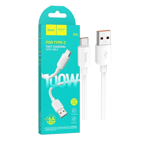 hoco. USB kabl za smartphone, USB-A to type C, 100W, bijela