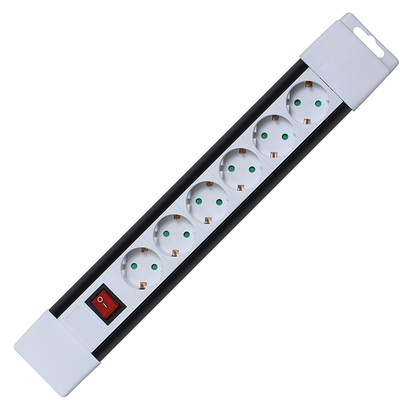 home Produžni kabl, 6 utičnica, prekidač, 1,0mm², 2 met, bijeli