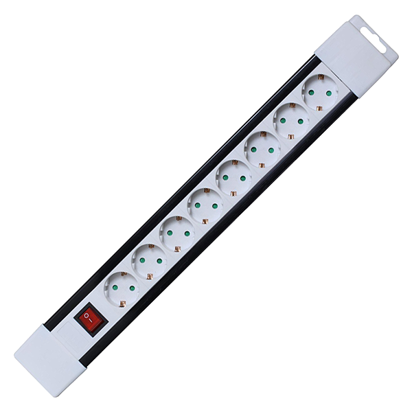 home Produžni kabl, 8 utičnica, prekidač, 1,0mm², 2 met, bijeli