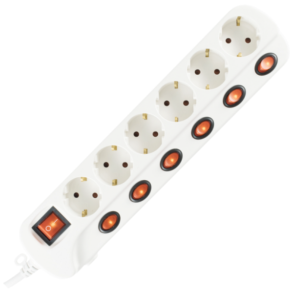 home Produžni kabl sa zaštitom, 6 utičnica, 1.0mm², 1.5 met