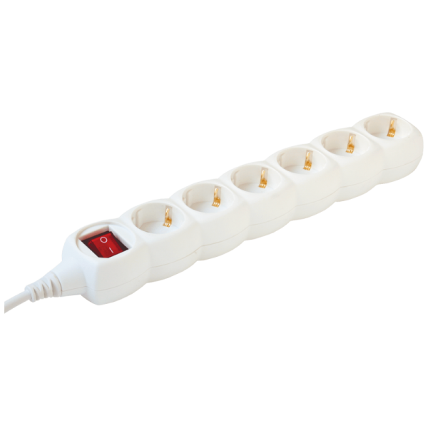 home Produžni kabl, 6 utičnice, prekidač, 1.5mm²,1.5 met, bijeli