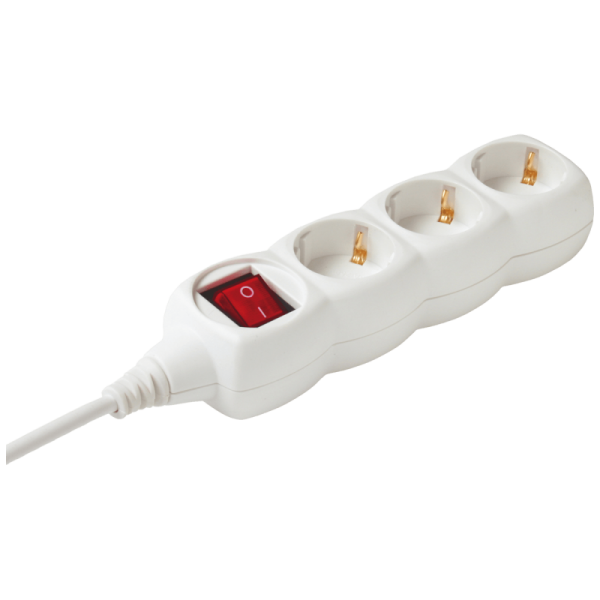 home Produžni kabl, 3 utičnice, prekidač, 1.5mm², 5 met, bijeli