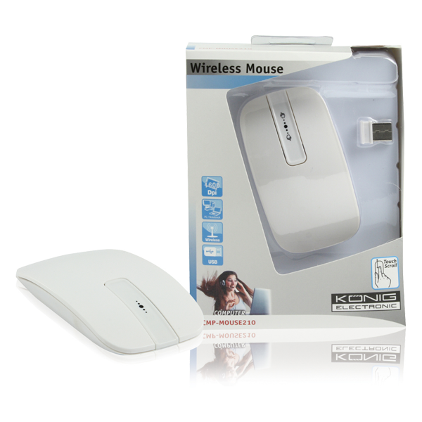 Konig Optički Wireless miš, 1600dpi 2.4GHz, boja bijela